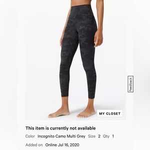Lululemon Athletica Incognito Camo Multi Grey Leggings
